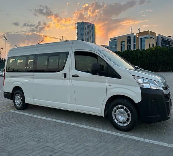 Toyota-Hiace-for-Rent-with-Driver-in-Dubai-Abu-Dhabi-UAE-Charges-Price-Rate